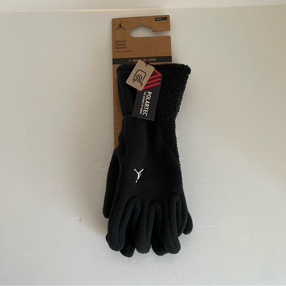Nike Jordan Polartec Fleece Winter Gloves Men's Large Black/White New With Tags - Picture 5 of 6